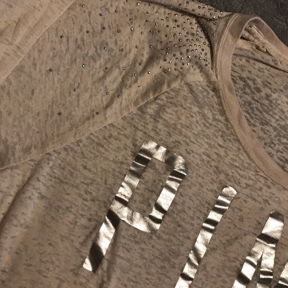 PINK Beige and silver sparkle longsleeve - Picture 3 of 4